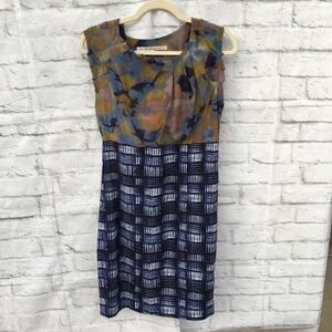 Rachel Roy Multi-Pattern Geometric Artsy Empire Waist Sleeveless Silk Dress 6
